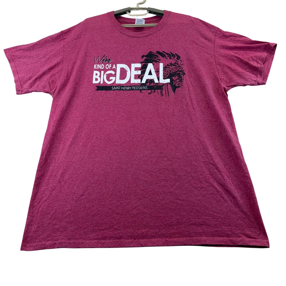 Jerzees T-Shirt Mens XL Pink Saint Henry Redskins Big Deal Graphic Tee Shirt